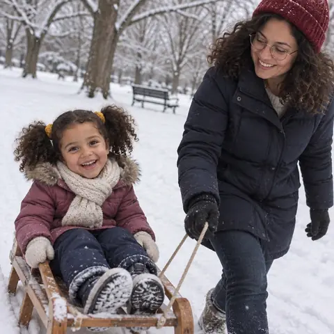 Sample photo: Tavi sledding with Mom