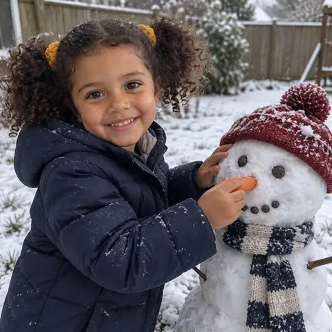 Sample photo: Tavi building a snowman