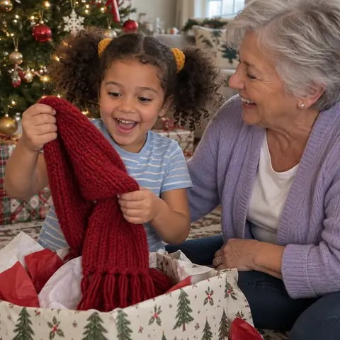 Sample photo: Tavi and Grandma with a gift