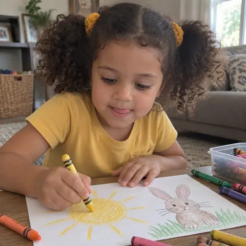 Sample photo: Tavi drawing a sun with crayons