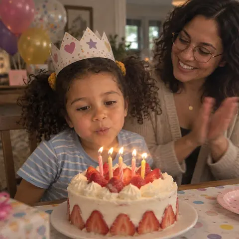 Sample photo: Tavi blowing out birthday candles